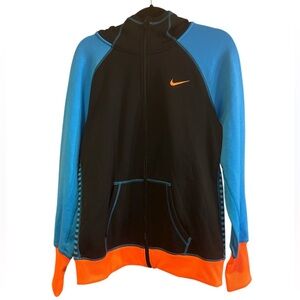 Nike Women’s Therma-fit Full-zip Fleece Hoodie Black Blue Orange. NWOT Size - XL